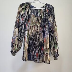 Elegant Multicolor Balloon Sleeve Blouse Boho Ethereal Flowy Y2K Babydoll Medium